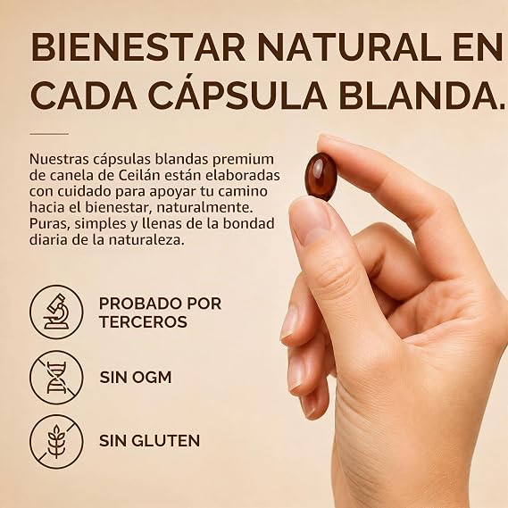 Cápsulas blandas de canela de Ceilán