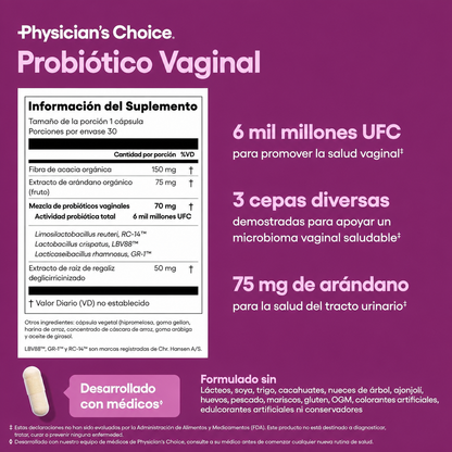 Probióticos vaginales para el mal olor, la picazón y el flujo abundante.