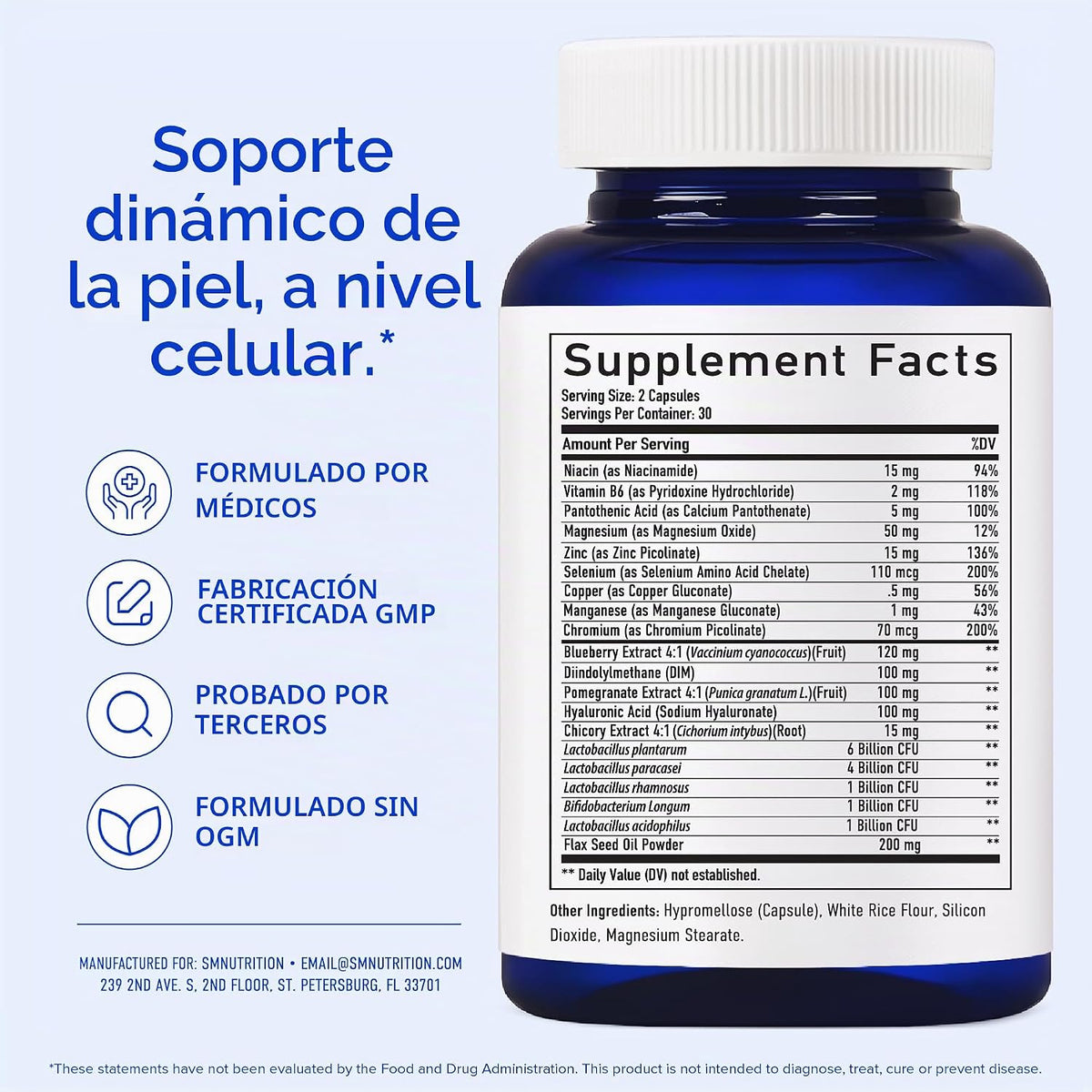 Suplemento vegano con zinc y probióticos para el equilibrio hormonal