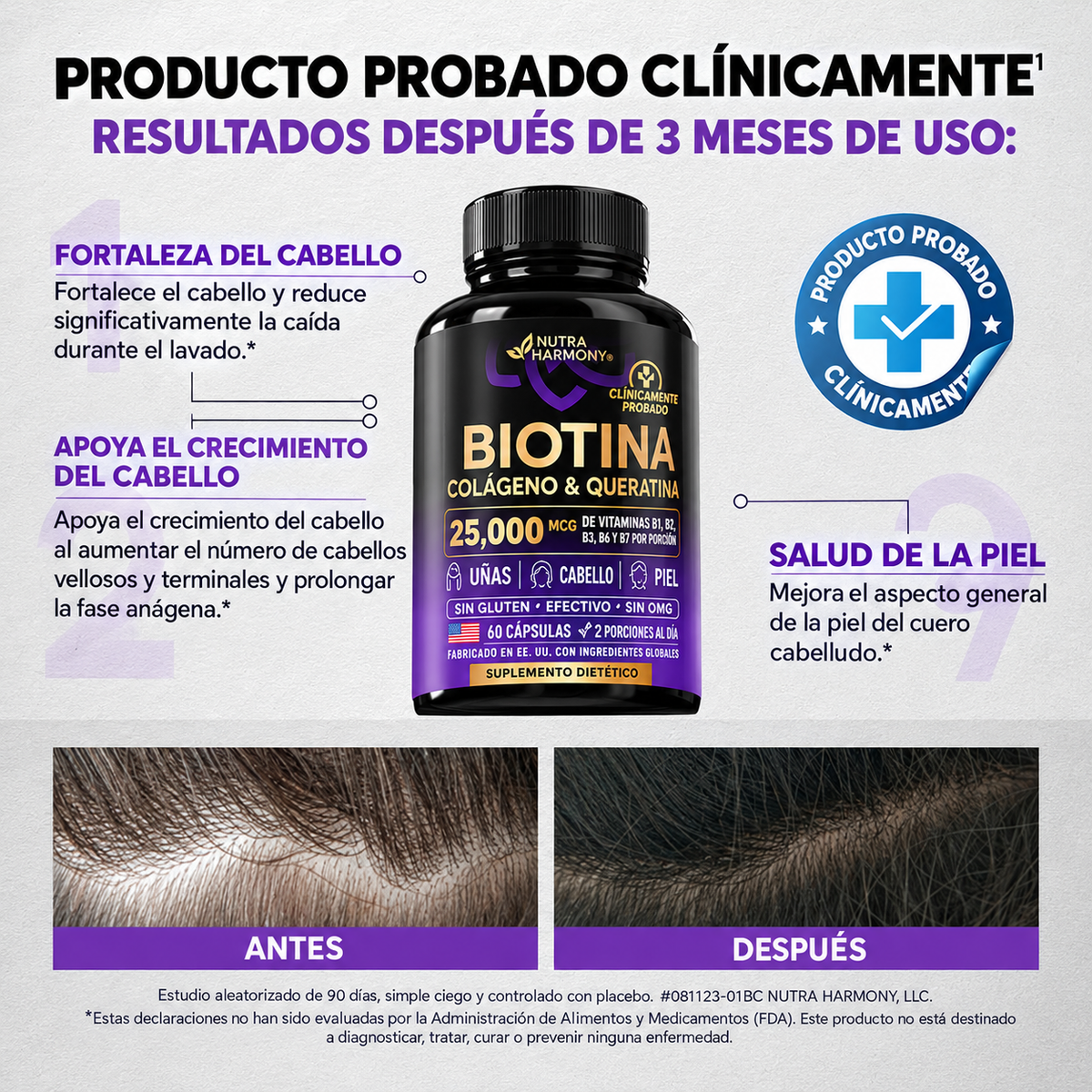 Cápsulas de Complejo Multivitamínico Para Cabello, Piel y Uñas